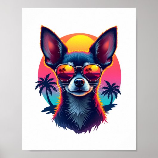 Poster Chihuahua peinture Abstraite couleur mignonne Chie (Devant)