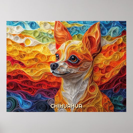 Poster Chihuahua Quart Portrait de Chien (Devant)