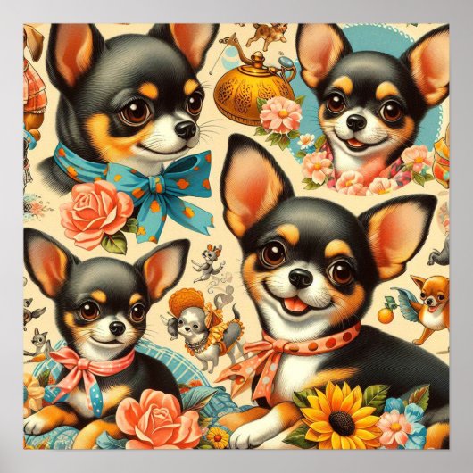 Poster Chihuahua sans mer vintage (Devant)