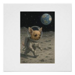 Poster "Chihuahua Walking on the Moon"