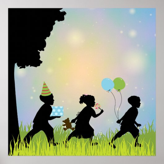 Poster Child Silhouette Balloons Child Wall Art Print (Devant)
