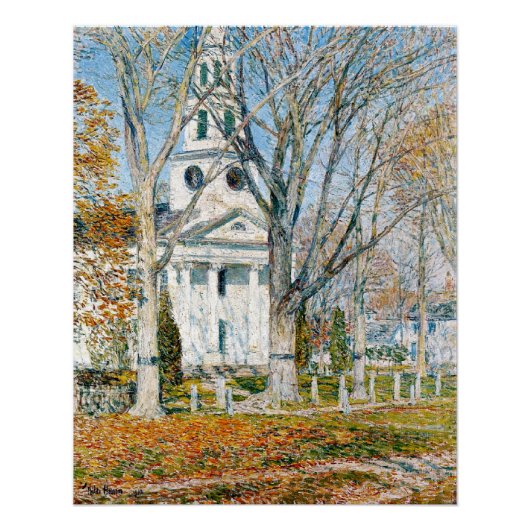 Poster Childe Hassam, église à Old Lyme, (Devant)