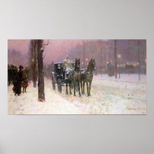 Poster Childe Hassam - scène de rue avec deux cabines