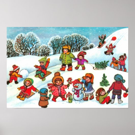 Poster Children playing in the snow (Devant)