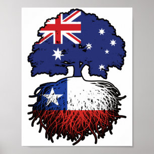 Poster Chili Chili Australie Australie drapeau des racine
