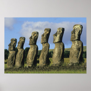 Poster Chili, Île de Pâques, Rapa Nui, Ahu Akivi
