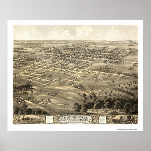Poster Chillicothe, MO Carte panoramique - 1869 (Devant)