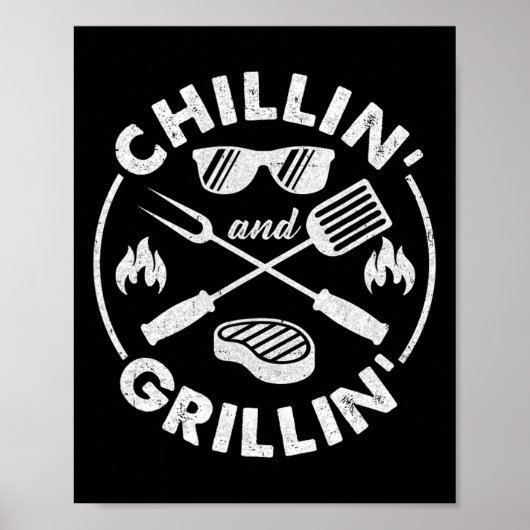 Poster Chillin And Grillin Costume Funny Bbq Grilling Dad (Devant)