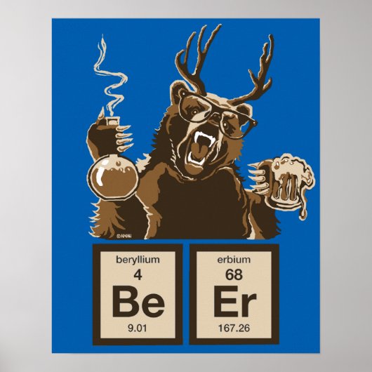 Poster Chimie bière découverte par l'ours (Devant)