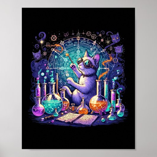 Poster Chimie Chat Science Lover Funny Chimiste étudiant (Devant)