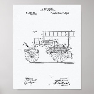 Poster Chimique Moteur de feu 1893 Brevet Art Livre blanc