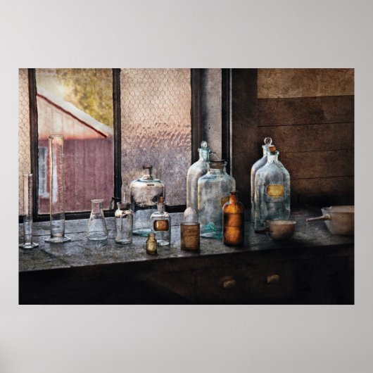 Poster Chimiste - Bouteilles (Devant)