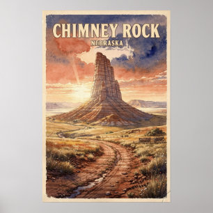 Poster Chimney Rock Nebraska Voyage Vintage