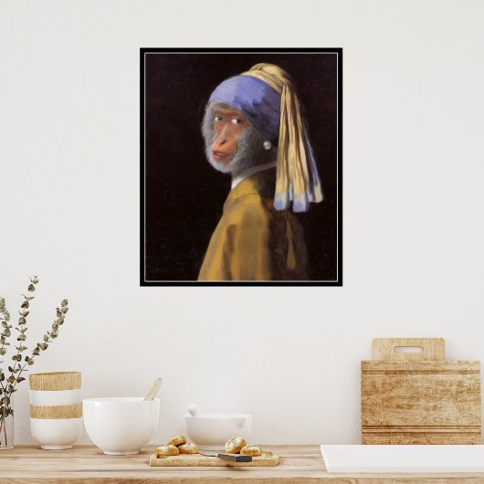Poster Chimp Avec L'Oreille De Perle (Cuisine)