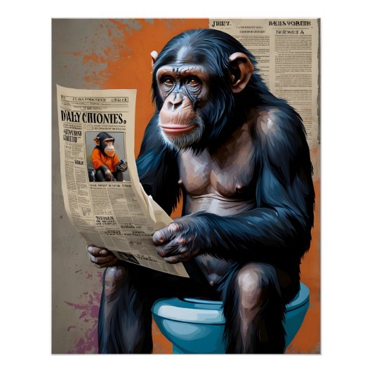 Poster Chimp couronné sur le trône - Art pop audacieux (Devant)