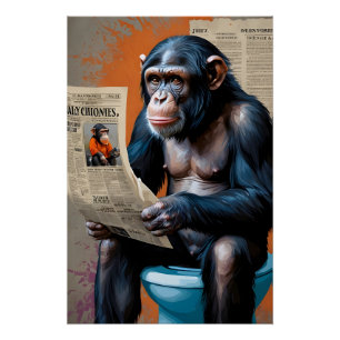 Poster Chimp sur le trône Royal Pop Art avec frappes