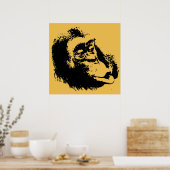 Poster Chimpanzé amusant Jaune Noir Pop Art (Cuisine)