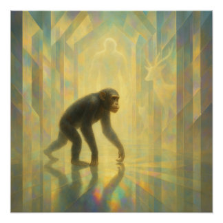 Poster Chimpanzé dans le hall de la lumière prismatique –