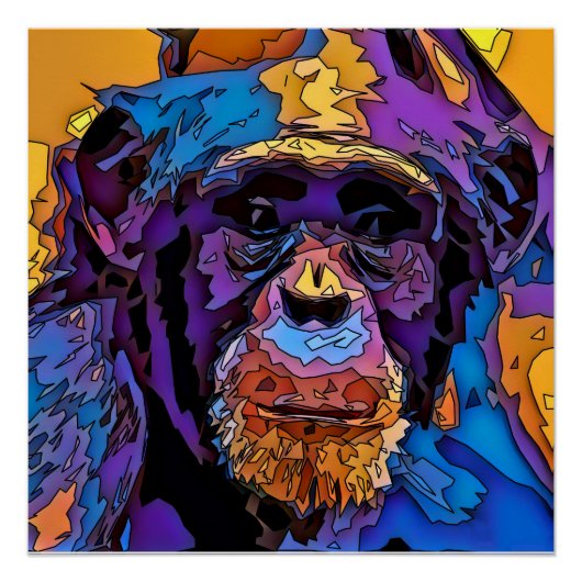 Poster Chimpanzé de mosaïque (Devant)