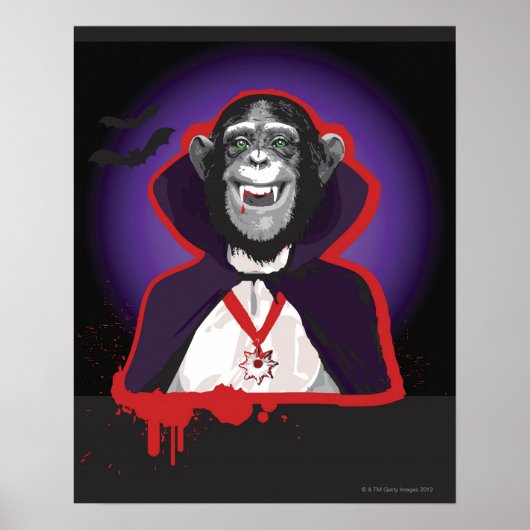 Poster Chimpanzé en costume Dracula (Devant)