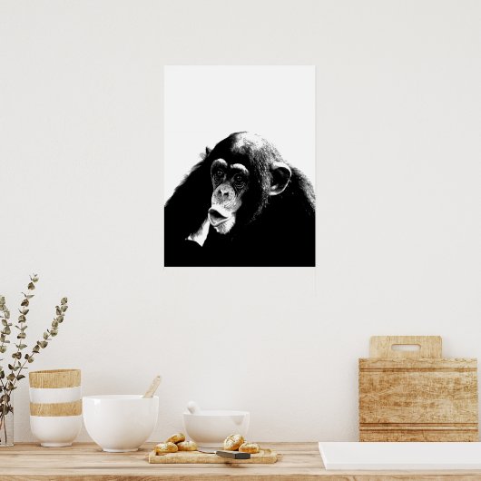 Poster Chimpanzé noir blanc (Cuisine)