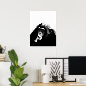 Poster Chimpanzé noir blanc (Bureau à domicile)