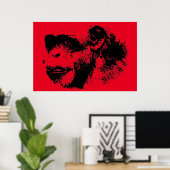 Poster Chimpanzé noir et rouge (Bureau à domicile)