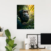 Poster Chimpanzé réfléchi dans la jungle (Bureau à domicile)