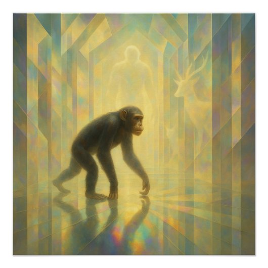 Poster Chimpanzee in the Prism Light Hall – GeoWild Art (Devant)