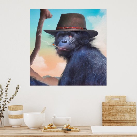 POSTER CHIMPANZEE MONKEY CHIMPIANNA JONES (Cuisine)