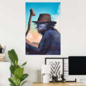 POSTER CHIMPANZEE MONKEY CHIMPIANNA JONES (Bureau à domicile)