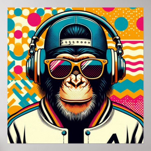 POSTER CHIMPANZEE POP-ART (Devant)