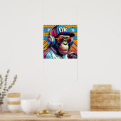 POSTER CHIMPANZEE POP-ART 10 (Cuisine)