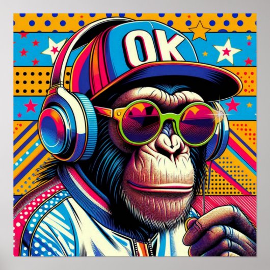 POSTER CHIMPANZEE POP-ART 10 (Devant)