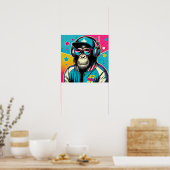 POSTER CHIMPANZEE POP-ART 4 (Cuisine)
