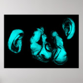 Poster chimpanzés baisants : néon turquoise (Devant)