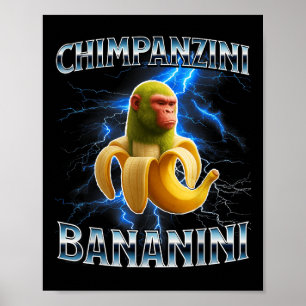 Poster Chimpanzini Bananini Funny Italien Brainrot mème B