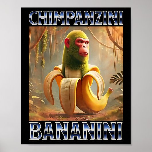 Poster Chimpanzini Bananini - Mème Italien de Brainrot (Devant)