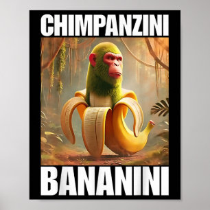 Poster Chimpanzini Bananini - Mème Italien de Brainrot