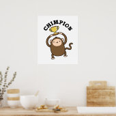 Poster Chimpion Funny Champion Chimpanzé Pun (Cuisine)