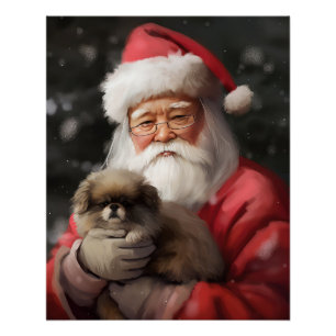 Poster Chin japonais avec Noël Festif du Père Noël