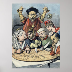Poster China~Cake de la bande dessinée politique 1898 de