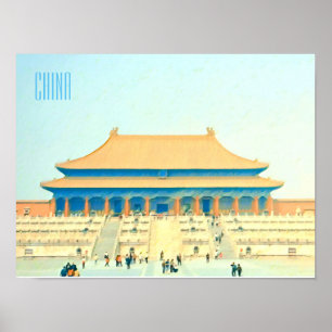 Poster China Forbidden City vintage travel