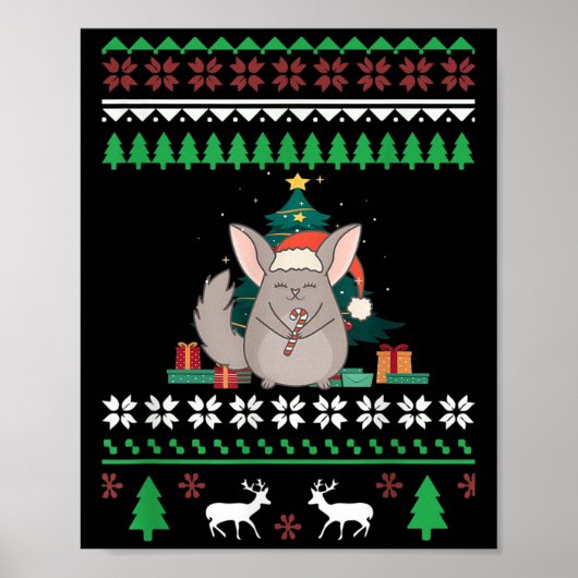 Poster Chinchilla Funny Pet Ugly Christmas Funny Citation (Devant)