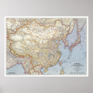 Poster " Chine : 1945 - Carte détaillée ...