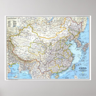 Poster " Chine : 1991/aujourd'hui - Carte murale classiqu