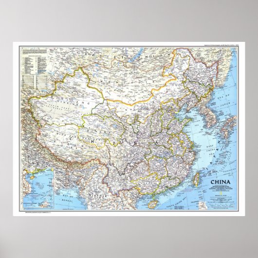 Poster " Chine : 1991/aujourd'hui - Carte murale classiqu (Devant)