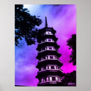 Poster Chine Ancienne Canton la pagode fleurie
