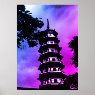 Poster Chine Ancienne Canton la pagode fleurie