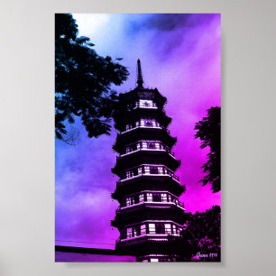Poster Chine antique Canton la pagode fleurie